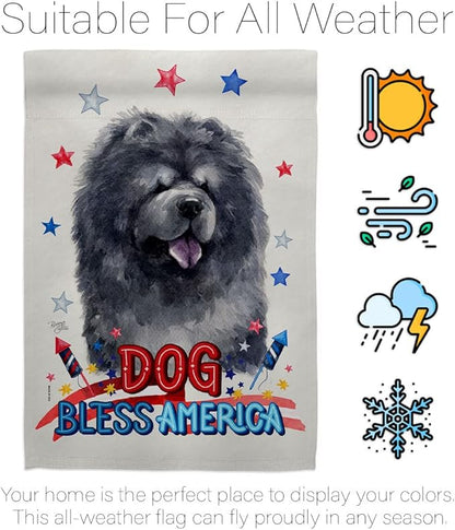 Breeze Decor Patriotic Black Chow House Flag Pack Dog Puppy Spoiled Paw Canine Fur Pet Nature Farm Animal Creature Support Our Troops Banner Small Garden Yard Gift Double-Sided, Made in USA
