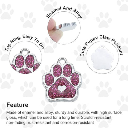 MECCANIXITY Cat Dog Paw Charm Footprint Paw Print Charm Alloy Enamel Pendants for DIY Jewelry Making, Earrings Necklaces Bracelets, Crafts