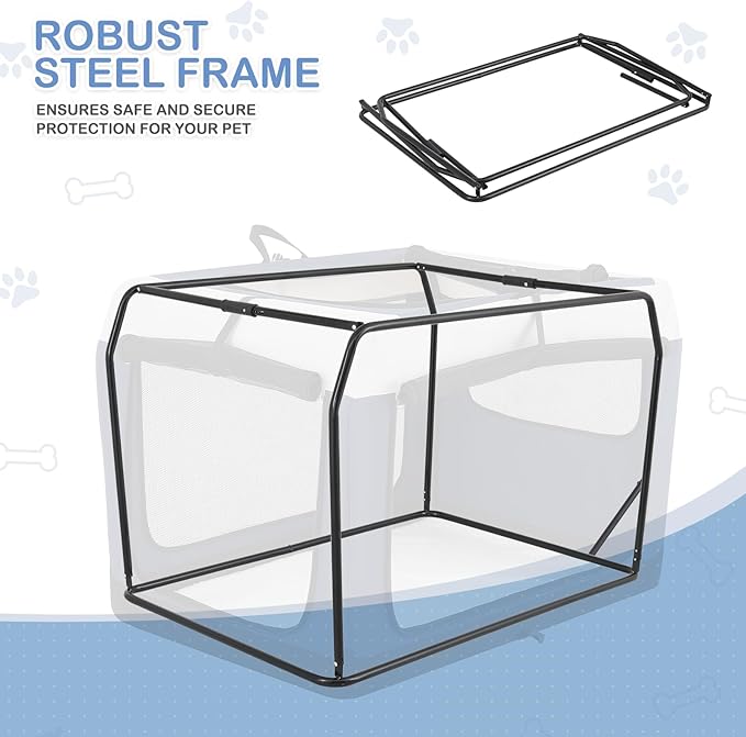 MoNiBloom 41 Inch Dog Crate for Large Dogs, 3-Door Collapsible Dog Crate Foldable Pet Kennel with Durable Mesh Windows for Indoor Outdoor Used