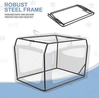 MoNiBloom 41 Inch Dog Crate for Large Dogs, 3-Door Collapsible Dog Crate Foldable Pet Kennel with Durable Mesh Windows for Indoor Outdoor Used