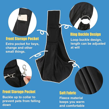Dog Cat Sling Pouch Carrier Bag, Adjustable Strap Comfortable Safe Portable Hands Free Pet Outdoor Travel Bag, Fit Small & Medium Puppy Dog Cat
