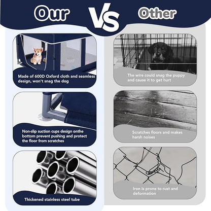 Dog Playpen 42 × 42 inch, Puppy Playpen with Removable Roof, 25 Height Pet Playpen with Zipper Door for Small Dogs and Small Animals, Dog Fence Indoor & Outdoor