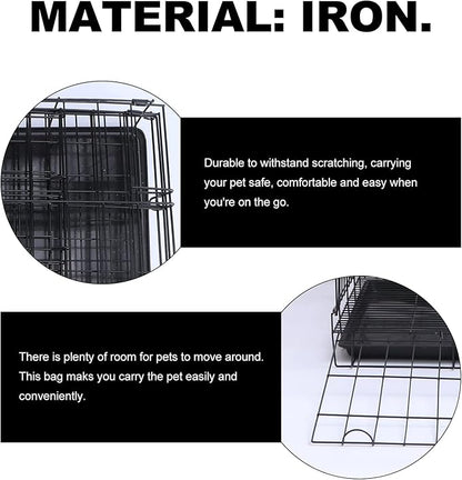 Folding Metal Dog Crate, Black, Portable, Easy to Install, Durable, Secure, Warm and Comfortable
