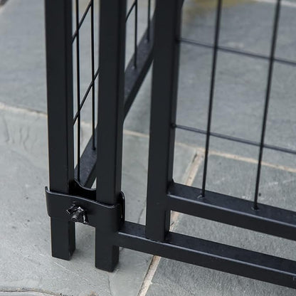 PawHut Outdoor Dog Kennel with Roof, 6' x 4' x 6' Heavy Duty Welded Wire Dog Playpen Enclosure with Escape-Proof Lock, UV-Resistant & Waterproof Cover, for Large Dogs, Silver