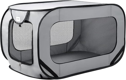 Love's cabin 31.5in Portable Large Dog Bed - Pop Up Dog Kennel, Indoor Outdoor Crate for Pets, Portable Car Seat Kennel, Cat Bed Collection, Grey