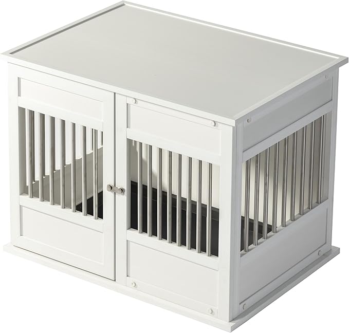 New Age Pet Horizon Pet Crate - Durable ECOFLEX with Stainless Steel Spindles, Bone-Shaped Latches, Easy Access Door, Stylish Design, 10-Year Warranty, Available in 3 Sizes & 2 Colors