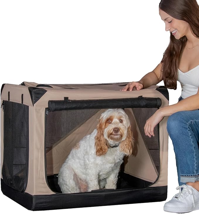 Pet Gear Insta-Fold Soft Crate for Dogs, 36", Sand