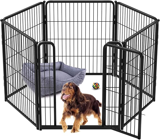 FXW Homeplus Dog Playpen for Indoor Use - Stress-Free and Safe Play, Heavy Duty 32 Inch 6 Panels Dog Pen for Puppies, Small and Medium Dogs, Black│Patented