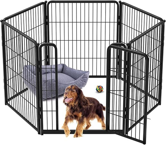 FXW Homeplus Dog Playpen for Indoor Use - Stress-Free and Safe Play, Heavy Duty 32 Inch 6 Panels Dog Pen for Puppies, Small and Medium Dogs, Black│Patented