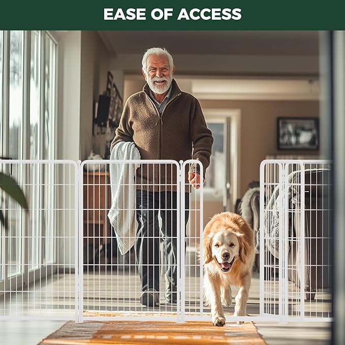 FXW Homeplus Dog Playpen for Indoor Use - Stress-Free and Safe Play, Heavy Duty 45 Inch 6 Panels Dog Pen for Large Dogs, White│Patented