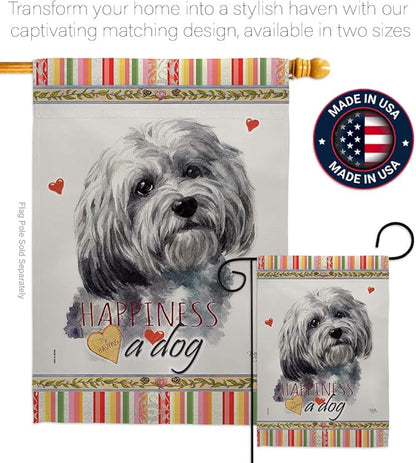 Breeze Decor Havanese Happiness House Flag Pack Dog Puppy Spoiled Paw Canine Fur Pet Nature Farm Animal Creature Applique Decoration Banner Small Garden Yard Gift Double-Sided, Made in USA