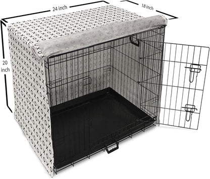 Ambesonne XOXO Dog Crate Cover, Simplistic and Monochrome Design of Letters X and O Modern Art Print, Easy to Use Pet Kennel Cover for Cats & Medium Dogs, 24 Inch, Grey Charcoal