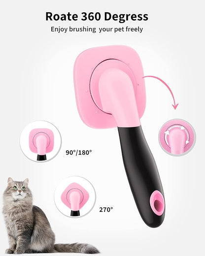 Glendan Dog Brush & Cat Brush- Slicker Pet Grooming Brush- Shedding Grooming Tools(Pink)