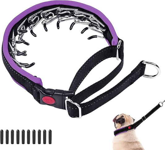 Martingale Collar for Dogs, Heavy Duty Nylon No Pull Dog Collar with Buckle, Adjustable Anti Pull Collar Reflective Slip Collar for Large Medium Small Dog Training Walking M Purple