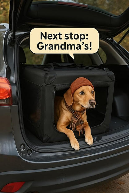 3-Door Collapsible Dog Crates for Medium Dogs, Cats, Rabbit, Foldable Soft Kennel Indoor & Outdoor with Steel Tube Frames, Portable Pet Playpen Career with Reinforced Mesh, 27x20x20 inches, Black