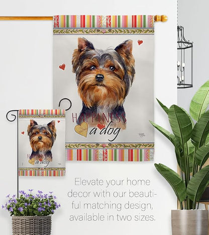 Breeze Decor Torkshire Terrier Happiness Garden House Flag-Kit Dog Puppy Spoiled Paw Canine Fur Pet Nature Farm Animal Creature Decoration Banner Small Yard Gift Double-Sided, Made in USA