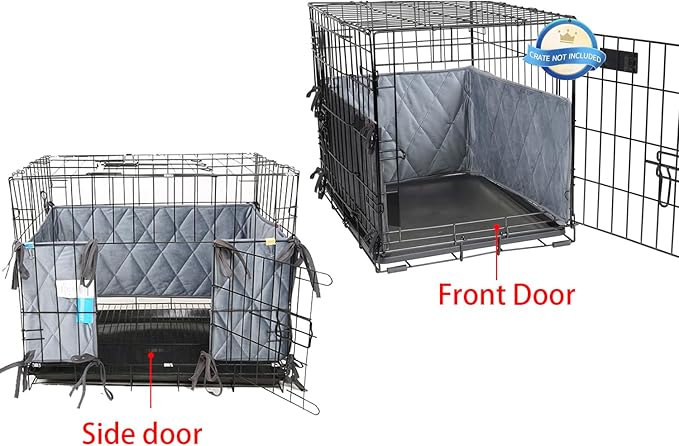 Gray Dog Crate Bumpers with Ties - Tail Protector, 30"X18"X10"