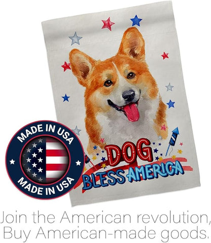 Breeze Decor Patriotic Fawn Corgi House Flag Eagle Set Dog Puppy Spoiled Paw Canine Fur Pet Nature Farm Animal Creature Decoration Banner Small Garden Yard Gift Double-Sided, Made in USA