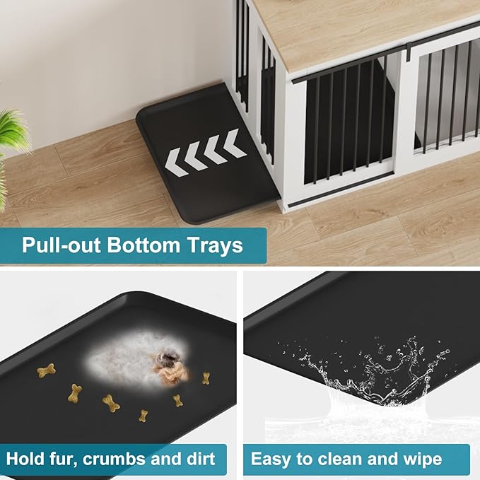 Large Dog Crate Furniture, Heavy Duty Dog Kennel with Divider - TV Stand & Farmhouse End Table