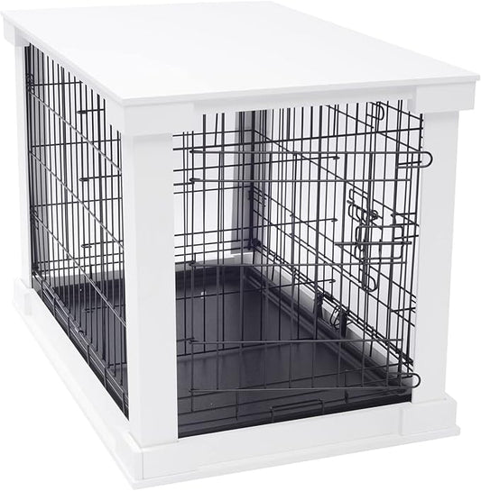 zoovilla White Dog Cage with Crate Cover, Dog Kennel Medium