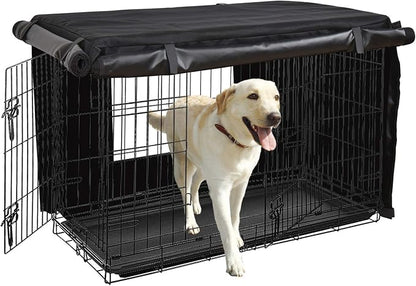 HONEST OUTFITTERS Dog Crate Cover, 48 Inch Dog Kennel Cover for Medium and Large Dog, Heavy Duty Oxford Fabric,with Double Door, Pockets and Mesh Window (49L x 31W x 33H, Black)