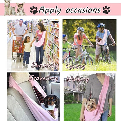 Dog and Cat Sling Carrier Little Pet Carrier Shoulder Crossbody Pet Slings for Outdoor Traveling Subway (Pink)