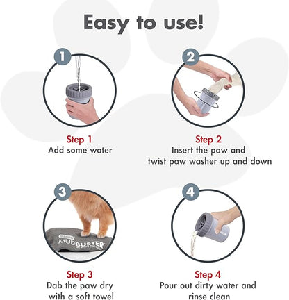 Dexas Medium MudBuster Portable Dog Paw Washer, Light Gray - Premium Quality Pet Supplies and Dog Accessories - Cleansing, Self Cleaning, Silicone - 6x6x6 Inches, 0.308 kg, 1 Count