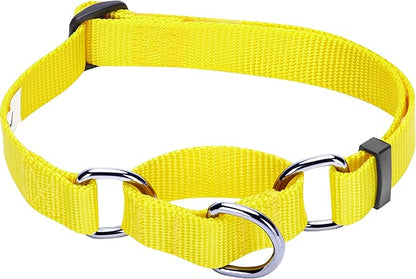 Blueberry Pet Essentials Martingale Safety Training Dog Collar, Blazing Yellow, Small, Heavy Duty Nylon Adjustable Collars for Dogs