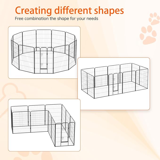 FDW Dog Playpen Kennel - 12 Panels, 40 Inch Height, Indoor/Outdoor Folding Metal Portable Puppy Exercise Pen, Heavy Duty Dog Fence for Yard, Camping - Black