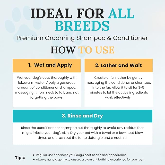 605Products Premium Dog Shampoo & Conditioner - Gentle Formula for Itchy & Sensitive Skin, Puppy Odor Eliminator, Natural Moisturizer (10oz)- Oatmeal