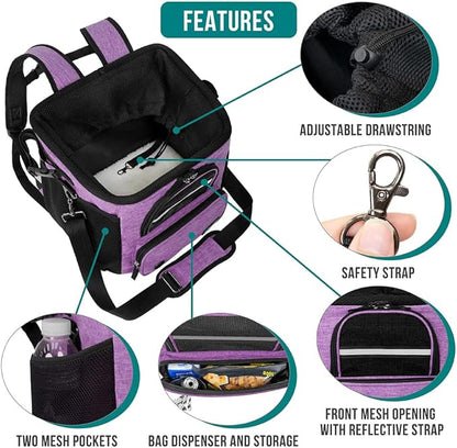 PetAmi Dog Bike Basket, Soft-Sided Ventilated Dog Bike Carrier Backpack, Dog Pet Bicycle Basket for Bike Handlebar, Small Medium Puppy Cat Kitten Car Booster Seat with Safety Strap