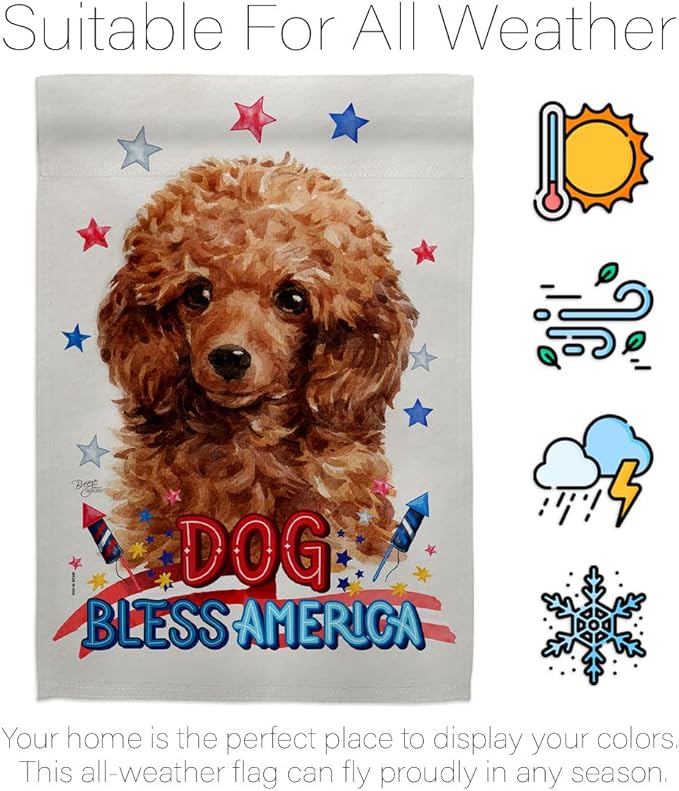 Breeze Decor Patriotic Miniature Poodle House Flag 2 pcs Pack Dog Puppy Spoiled Paw Canine Fur Pet Nature Farm Animal Creature Banner Small Garden Yard Gift Double-Sided, Made in USA