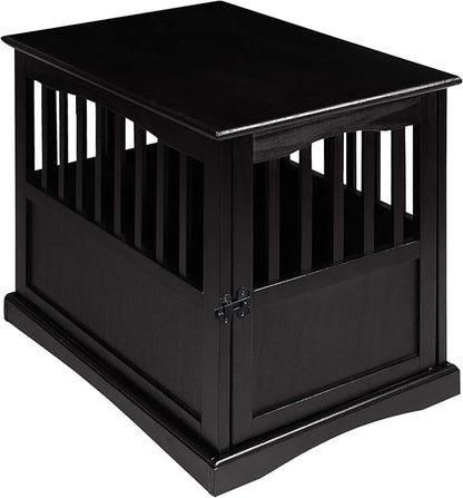 Casual Home Wooden Indoor Dog Crate House Kennel End Table Night Stand Furniture with Lockable Latch for Small to Medium Pets, Black
