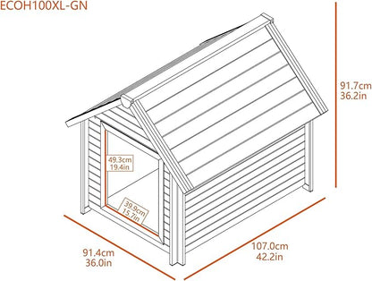 New Age Pet ECOFLEX Outdoor X-Large Bunk Style Dog House for Up to 100lbs Pets | 10 Year Manufacturer Warranty | Weatherproof Roof & Elevated Floor | Easy-to-Assemble & Clean