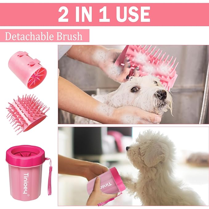 Dog Paw Cleaner for Medium Dogs (with 3 Absorbent Towels), Dog Paw Washer, Muddy Paw Cleaner, Pet Foot Cleaner (Medium, Red)