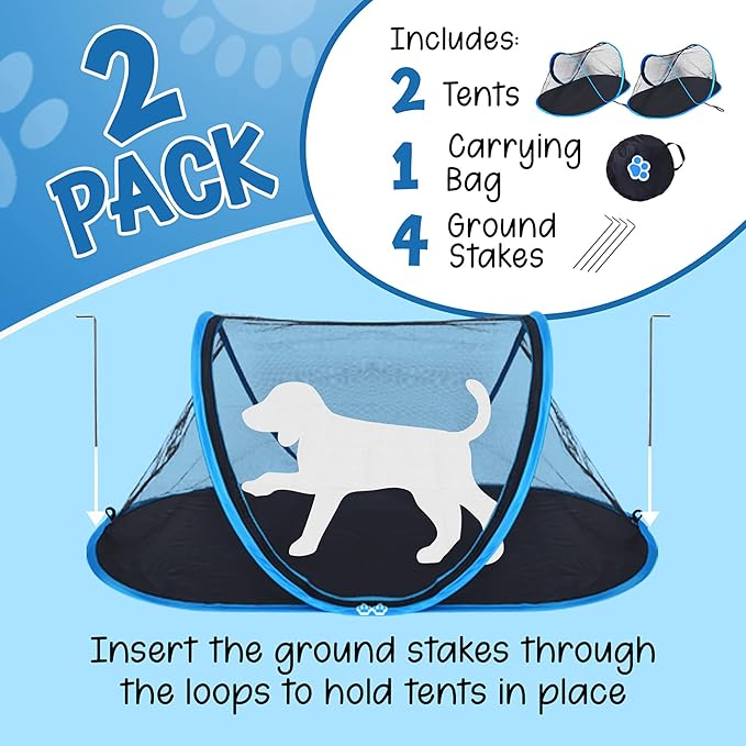 Evergreen Pet Supplies [2 Pack] Extra Large Animal Play Tent for Cats, Dogs, Lizards & Other Small Animals - Pet Enclosures w/Stakes & Carry Bag - Portable - Pop Up Pet Playpen - Breathable Mesh Tent