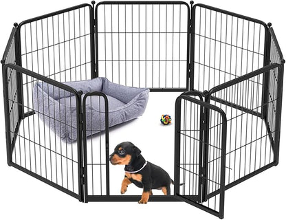 FXW Homeplus Dog Playpen for Indoor Use - Stress-Free and Safe Play, Heavy Duty 24 Inch 8 Panels Dog Pen for Puppies and Small Dogs, Black│Patented