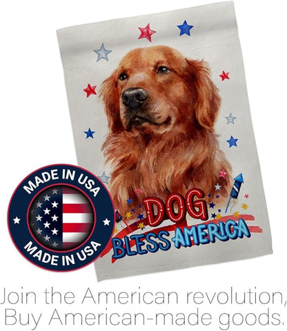 Breeze Decor Patriotic Red Golden Retriever Garden House Flag-Kit Dog Puppy Spoiled Paw Canine Fur Pet Nature Farm Animal Creature Decoration Banner Small Yard Gift Double-Sided, Made in USA