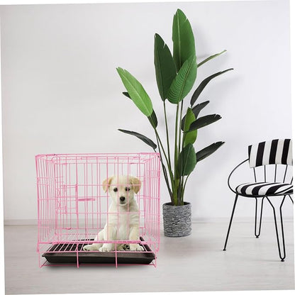 Large Dog Crate Pet Folding Cage Collapsible Dog Cage Dog Crate Small Metal Wire Dog Crate with Leak- Pan Portable Pet Cage for Puppy Small Cat Rabbit 13.78 x 10.24 x 13.39 in