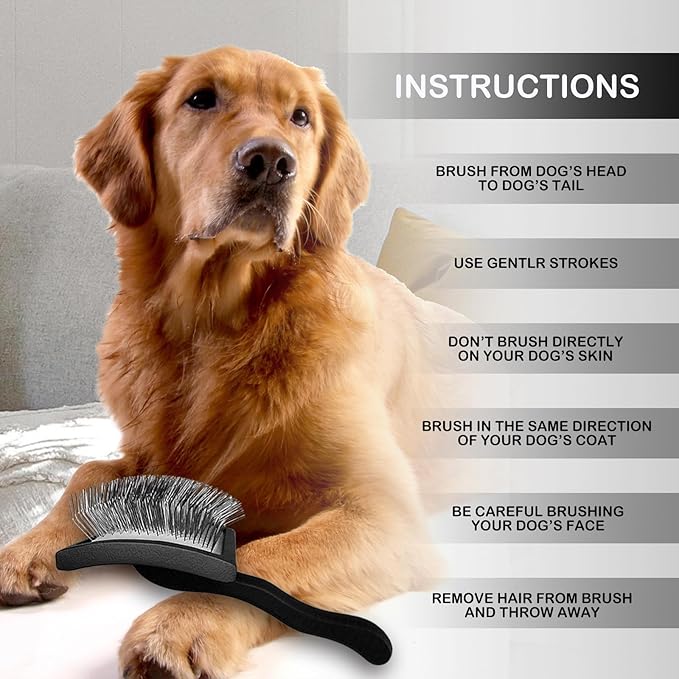 Dog Slicker Brush for Goldendoodles & Golden Doodle Brush for Grooming Kit - Dog Brush for Goldendoodle, Labradoodle, Poodles - Pet Hair Brush for Medium & Long Haired Dogs - Large (Black)