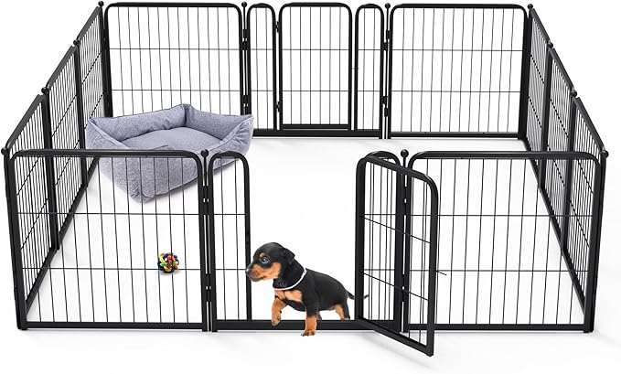 FXW Homeplus Dog Playpen for Indoor Use - Stress-Free and Safe Play, Heavy Duty 24 Inch 12 Panels Dog Pen for Puppies & Small Dogs, Black│Patented