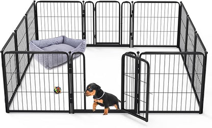 FXW Homeplus Dog Playpen for Indoor Use - Stress-Free and Safe Play, Heavy Duty 24 Inch 12 Panels Dog Pen for Puppies & Small Dogs, Black│Patented