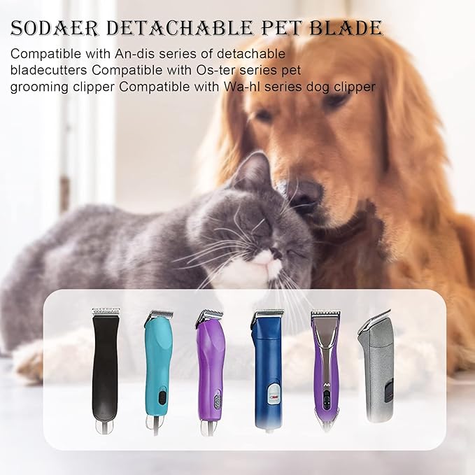 10/15/30/40Blade Dog Grooming Detachable Ceramic Blade Compatible with Andis Hair ClippersCut Length 1/16" 1.5mm, 3/64" 1.2mm，1/50" 0.5mm，1/100" 0.25mm(Gold)
