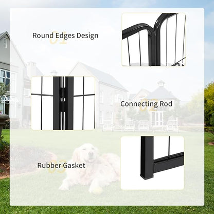 FDW Dog Playpen Dog Pen Dog Kennel 32 Panels 32 Inch Height Indoor Outdoor Folding Metal Portable Puppy Exercise Pen Heavy Duty Dog Fence for Yard Camping,Black