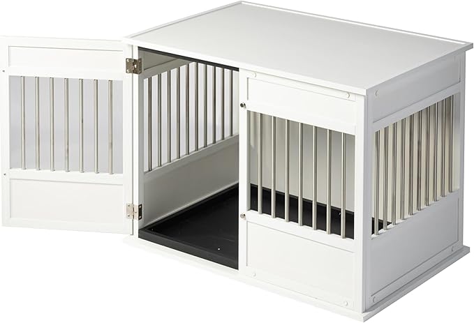 New Age Pet Horizon Pet Crate - Durable ECOFLEX with Stainless Steel Spindles, Bone-Shaped Latches, Easy Access Door, Stylish Design, 10-Year Warranty, Available in 3 Sizes & 2 Colors