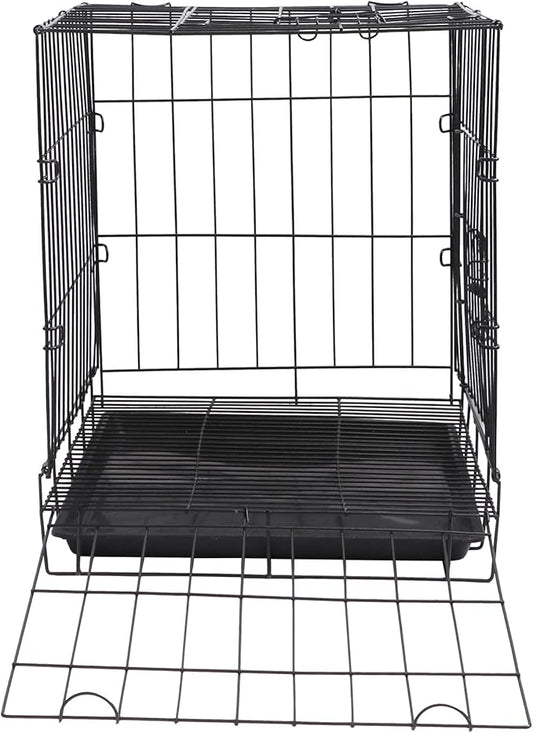 POPETPOP Dog Kennel Pet Folding Cage Collapsible Dog Cage Indoor Outdoor Dog Crate Small Metal Wire Dog Crate with Leak- Pan Portable Pet Cage for Puppy Cat Rabbit Large Dog Crate