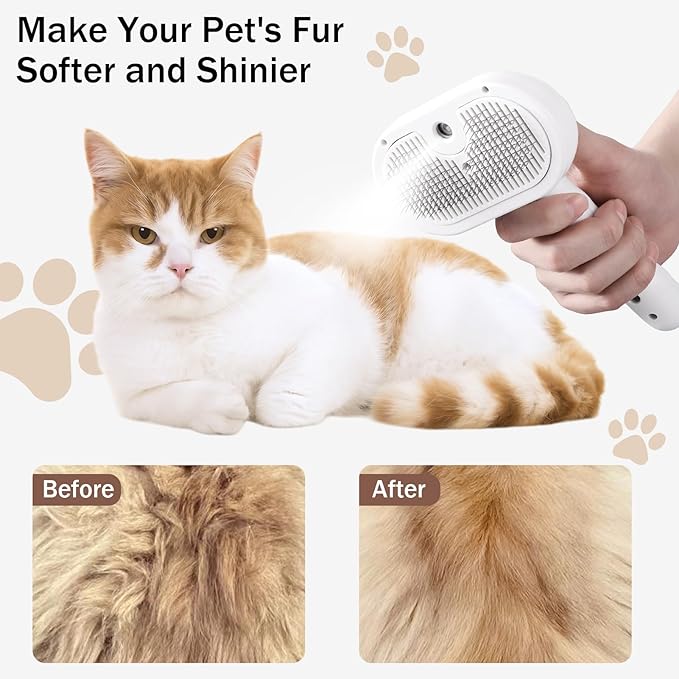 Slicker Brush Dog Cat Shedding Hair - Dogs & Cats White Brush for Shedding and Grooming, 4 in 1, Suitable for Long and Short-Haired, Removes Loose Fur Effectively