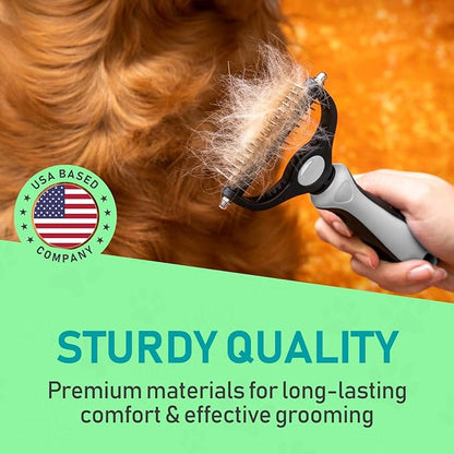 Maxpower Planet Pet Grooming Brush - Double-Sided Undercoat Rake for Dogs and Cats, Extra Wide, Reduces Shedding by 95%, White