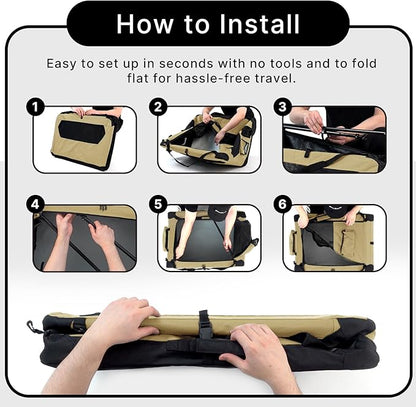 Soft Collapsible Dog Crate for Large Dogs - 42 Inch Foldable Soft Dog Kennel with Durable Mesh Windows, Indoor & Outdoor Portable Travel Dog Crate, Khaki, 42x31x31 Inches