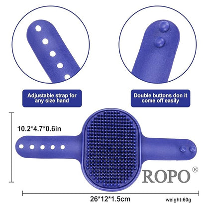 Pet grooming brush for dogs and cats, soft and durable handheld pet hair removal brush (Dark Blue + Orange)
